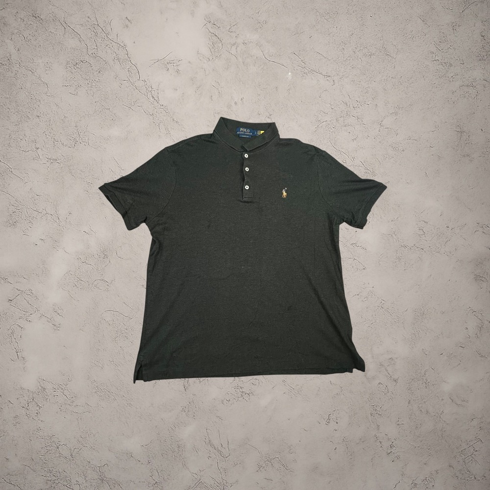 Polo Ralph Lauren Mens Large Classic Fit Short Sleeve Polo Shirt Charcoal Black